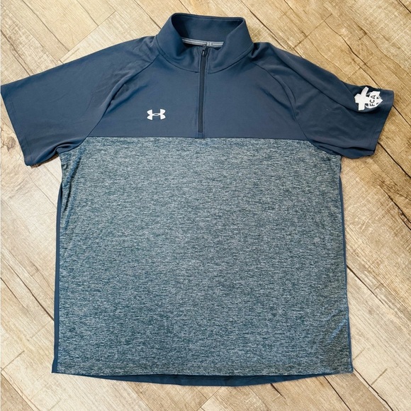 Men’s Under Armour UA Locket Short Sleeve 1/4 Zip Jacquard Golf Polo – Gray XL - Picture 1 of 8